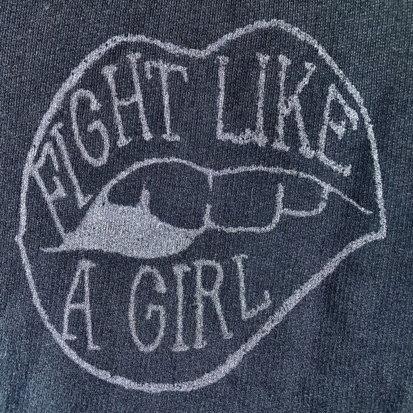 R13 Black "Fight Like a Girl" Sweatshirt L XL - Picture 2 of 6